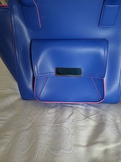 Blue shoulder Handbag with pink trim NEW