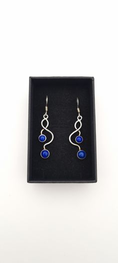 925 Vintage Sterling Silver And Lapis Lazuli Earrings