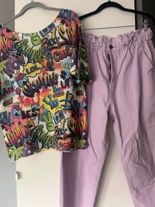 lilac trousers and matching top set co ord size M/L