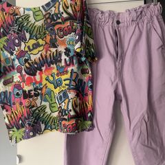 lilac trousers and matching top set co ord size M/L