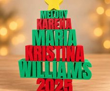 Personalised Family Names Christmas Tree 3D