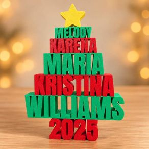 Personalised Family Names Christmas Tree 3D