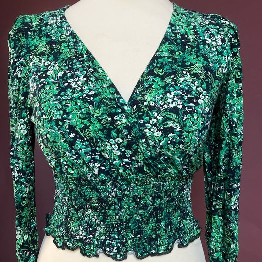 New Look UK10 Floral Print Shirring Top