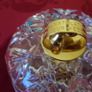 Killarney Crystal Cut Crystal Glass Congratulations On Your Wedding Lidded Jewelry Dish / Bowl With 22 Carat Gold Cover Handle and Footed Base Finishing Made In Ireland Image 4
