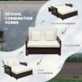 Rattan Sun Lounger 2 Seater Day Bed-Brown Image 2