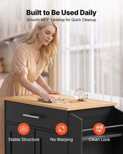Kitchen Island Cart with Storage Mobile Rolling Storage Island on Swivel Wheels, with Drawer, Storage Cabinet