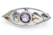 Silver Amethyst Brooch