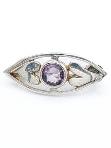 Silver Amethyst Brooch