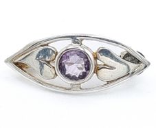 Silver Amethyst Brooch