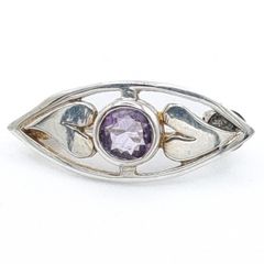 Silver Amethyst Brooch