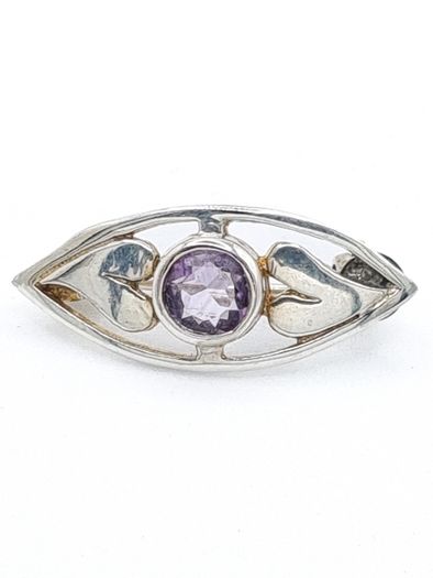 Silver Amethyst Brooch