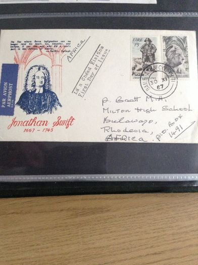1967 Jonathan Swift .   International Friendship year. First Day Covers
