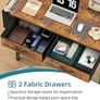 Computer Office Desk for Small Space with Fabric Drawers, Home Office Desk for Bedroom with Side Pocket and Hook, 80CM Brown Kids Desks, Writing Desks, Study Table and Work Table  Brown Image 5