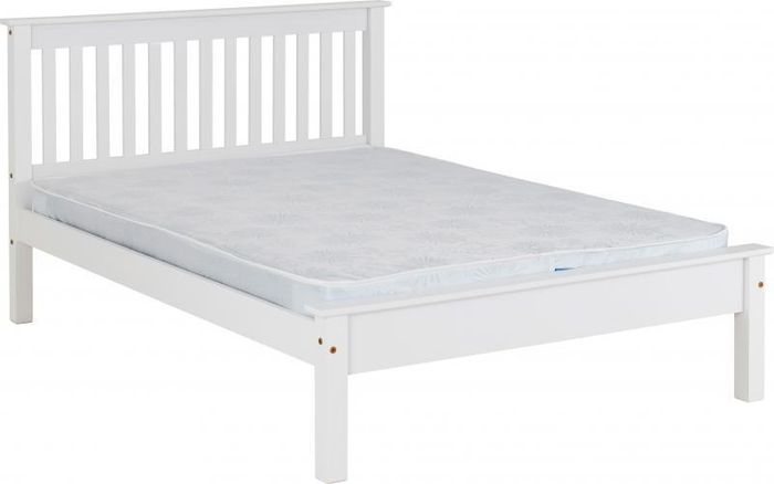 Monaco 4'6" Bed Low Foot End in White And Antique Pine