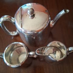 Silver plated teapot creamer & sugar bowl