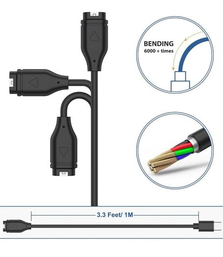 1M USB C Charger Cable for Garmin Fenix 7 7S 7X 6 6S 6X Pro 5 5S 5X Plus,Forerunner 55 45 45S 255 245 945 955,Vivoactive 5 4 4S 3,Venu 2 2S Sq, Instinct 2 Solar,Approach S10 S40 S60,Vivomove 3 3S