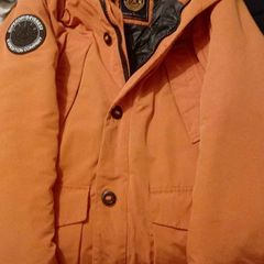 superdry orange down jacket mens s medium