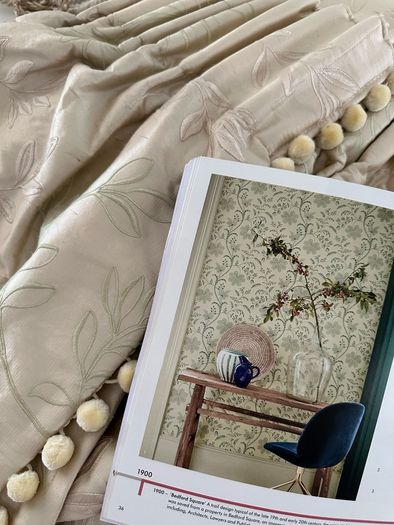 Beautiful Silk Interlined Embossed Curtains Pale Gold 90" W x 79" D