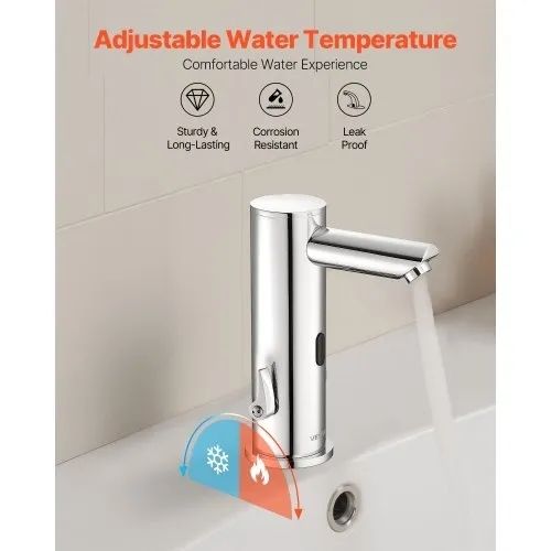 Touchless Bathroom Sink Faucet, Automatic Motion Sensor Restroom Toilet Faucet, Hands Free Adjustable Cold Hot Single Handle Water