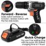 13Pc Cordless Drill Driver 20V-Max Li-Ion Battery 1 Hour Fast charge, Electric Screwdriver, Accessory Kit, LED Work Light & Charger Included (FREE POSTAGE) Image 6