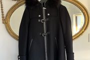 Zara Wool Blend Black Winter Duffel Coat XS