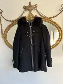 Zara Wool Blend Black Winter Duffel Coat XS
