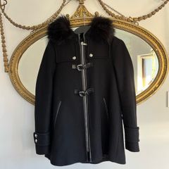 Zara Wool Blend Black Winter Duffel Coat XS