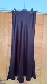Satin black midi Skirt size uk 4/6