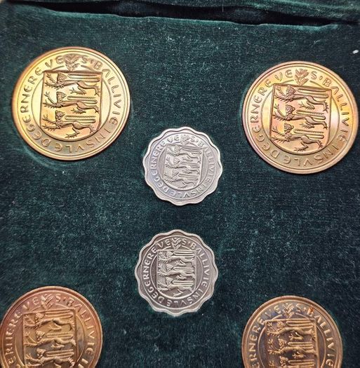 Guernsey Proof 1956 Double Coin Set Scarce Stunning Gem Coins