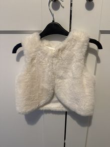 Fur baby vest white 12-18 m -new