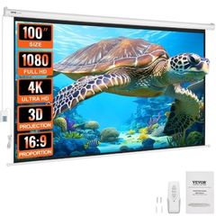 Motorized Projector Screen 100 inch 16:9 4K 1080 HD