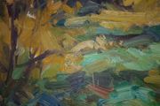 Norman Teeling>St. Annes Park,Clontarf.1998.Oil on Board Impressionist Painting.