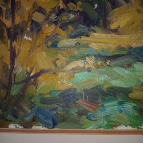 Norman Teeling>St. Annes Park,Clontarf.1998.Oil on Board Impressionist Painting.