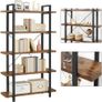 _bookshelf, stable standing shelf with 5 shelf levels, living room shelf in industrial design, easy assembly, living room, bedroom, office, vintage brown-black Image 3