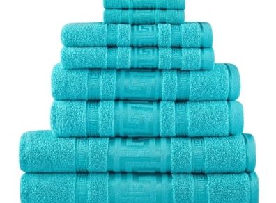 Snoozeville Royal Greek Bath Sheets Aqua