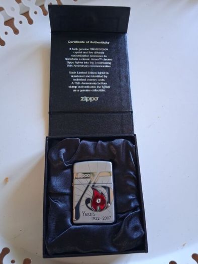 ULTRA RARE ZIPPO 1 of 150 IRL Swarovski Crystal Armour 75th Anniversary