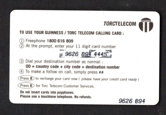 1990s Torc Telecom IR10 Guinness The Home of The World's Biggest Pint Callcar Used