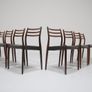 Vintage Set of 8 Rosewood and Leather Dining Chairs Model 78 by Niels Otto Moller, 1960s Image 3