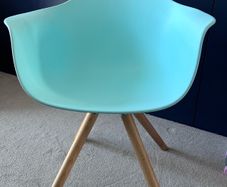 Modern Nordic Style Chair, Mint Green Shell with Oak Legs