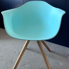 Modern Nordic Style Chair, Mint Green Shell with Oak Legs