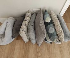 Duck Egg & Blue-Grey Cushions and Matching Throw Set