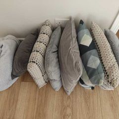 Duck Egg & Blue-Grey Cushions and Matching Throw Set