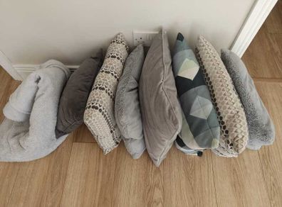 Duck Egg & Blue-Grey Cushions and Matching Throw Set