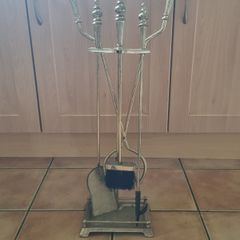 Classic brass fireplace accessories set