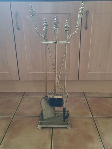 Classic brass fireplace accessories set