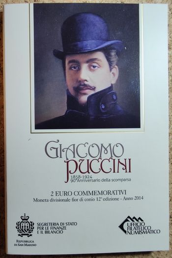 San Marino 2 Euro Brilliant Uncirculated Coin 2014 - Giacomo Puccini
