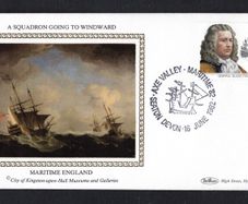 1982 Great Britain Benham Silke Cover showing A Squadron going to Windward tying 19 1/2p Admiral Blake and Triumph commemorative stamp