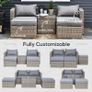 5 Pcs Rattan Garden Furniture Set w/ Tall Glass-Top Table Aluminium Frame Plastic Wicker Thick Soft Cushions Comfortable Outdoor Balcony Home Sofa - Brown Image 5