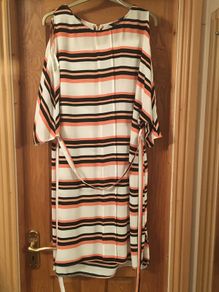 Cold shoulder coral stripe dress Size 18
