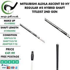 Mitsubishi Aldila Ascent 50 HY Regular #5 Hybrid Shaft / Titleist 2nd Gen